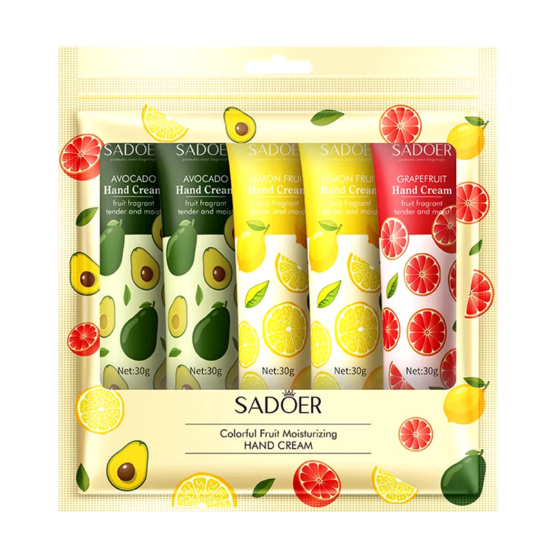 5Pcs/Set Fruit Plant Fragrance Hand Cream Sets Moisturizing Repair anti Dry Hand Lotion Sets Hands Skin Care Products