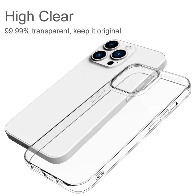 Premium Ultra Thin Clear Silicone Case for iPhone Models 5 through 15, Including Pro, Max, Mini, and SE Variants