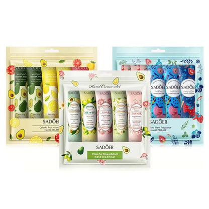 5Pcs/Set  Fruit Plant Fragrance Hand Cream Sets Moisturizing Repair anti Dry Hand Lotion Sets Hands Skin Care Products