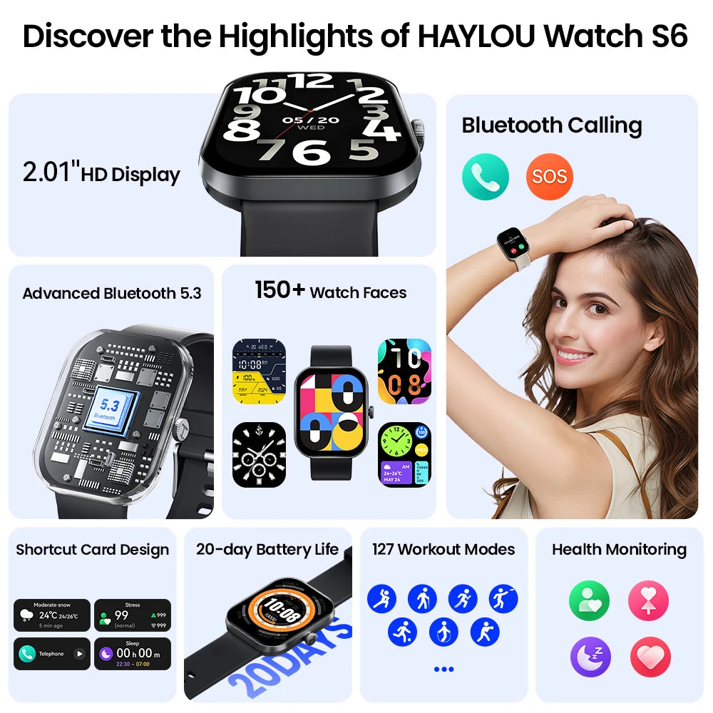 S6 Smart Watch for Men with Voice Calling, Health Monitoring, IP68 Waterproofing, Smart Notifications, and Voice Assistant