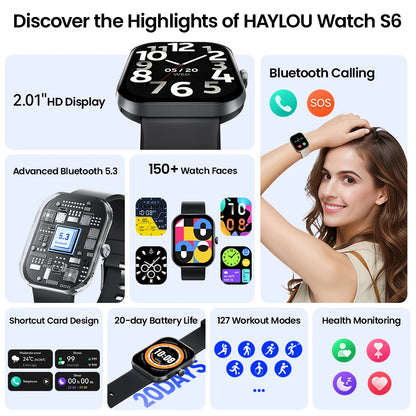 S6 Smart Watch for Men with Voice Calling, Health Monitoring, IP68 Waterproofing, Smart Notifications, and Voice Assistant