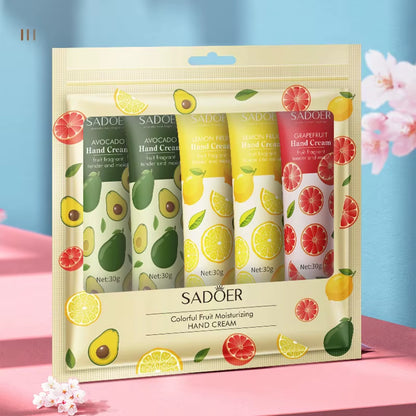 5Pcs/Set  Fruit Plant Fragrance Hand Cream Sets Moisturizing Repair anti Dry Hand Lotion Sets Hands Skin Care Products