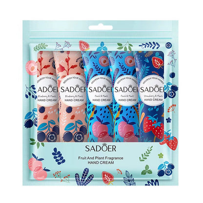 5Pcs/Set  Fruit Plant Fragrance Hand Cream Sets Moisturizing Repair anti Dry Hand Lotion Sets Hands Skin Care Products