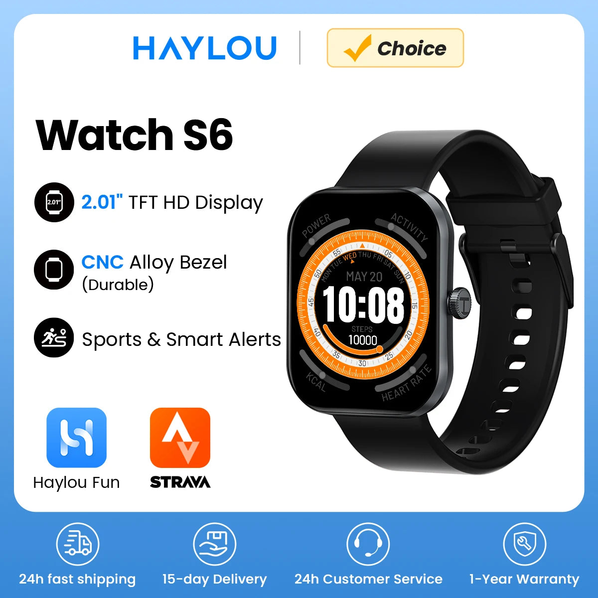 S6 Smart Watch for Men with Voice Calling, Health Monitoring, IP68 Waterproofing, Smart Notifications, and Voice Assistant